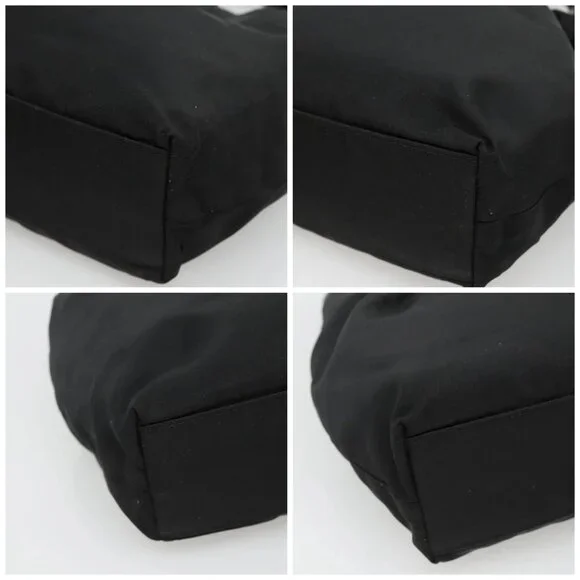 Christian Dior Maris Pearl Hand Bag Nylon Black Silver